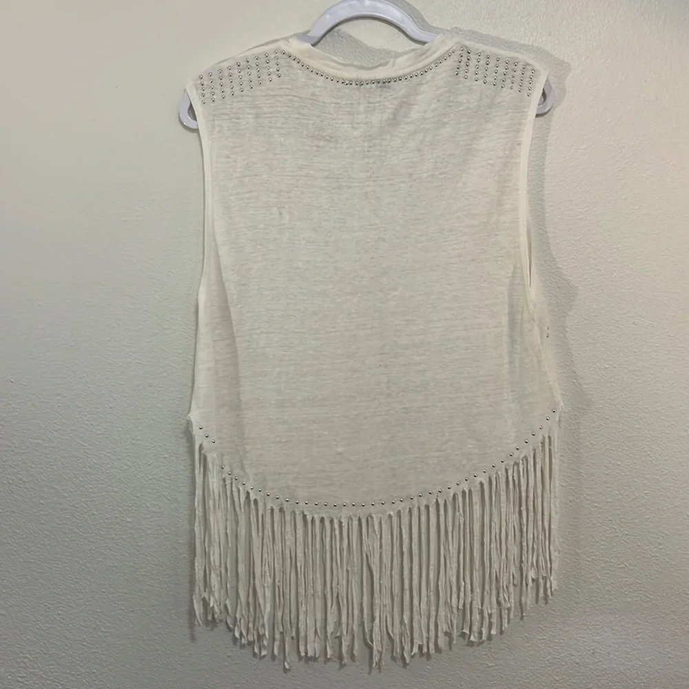 Rebecca Minkoff white fray and silver studded tank size small - Picture 5 of 5